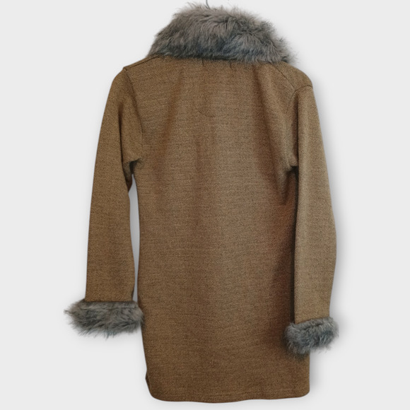 Penny Lane Women Cardigan Fur Collar Y2K 70s Hippie Retro Vintage Style Coat - Picture 2 of 10
